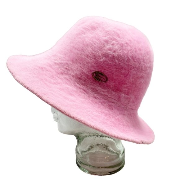 Big It Up Pink Angora Fuzzy Bucket Hat - Picture 1 of 12